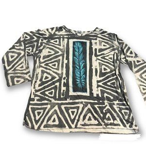 Hand painted feather smock tee